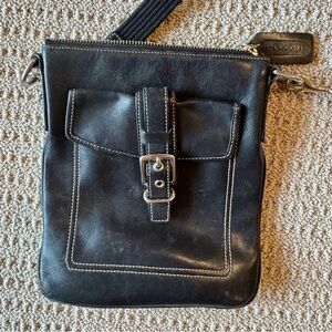 Coach Black Leather Unisex Crossbody Bag